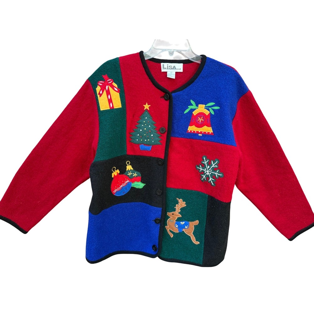 VTG AS IS  Christmas‎ Ugly Sweater Women XL Red Blue Green Wool